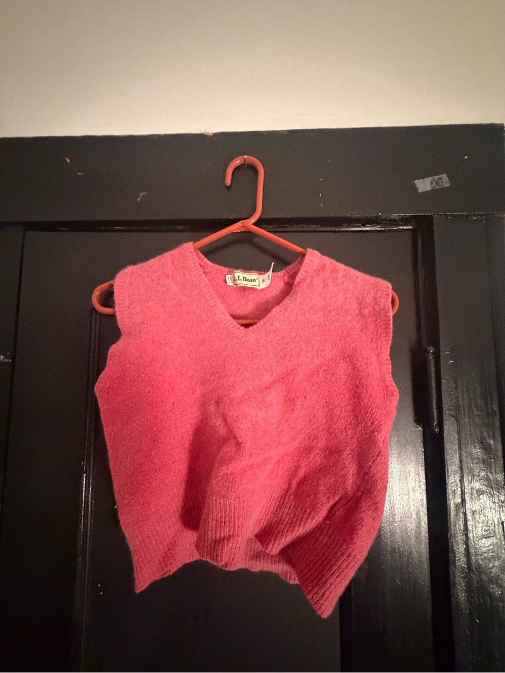 L.L. Bean Coral Pink V-Neck Sleeveless Sweater Vest